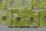 CFG336 15.5 inches 20*30mm carved rectangle lemon jade beads