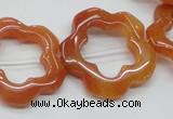 CFG35 15.5 inches 30mm carved flower red aventurine jade beads