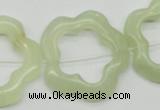 CFG36 15.5 inches 30mm carved flower green jade beads