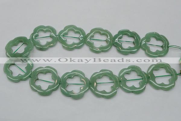 CFG40 15.5 inches 35mm carved flower green aventurine jade beads