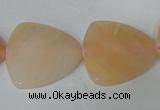 CFG526 15.5 inches 25*25mm carved triangle pink aventurine beads