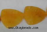 CFG527 15.5 inches 25*25mm carved triangle yellow aventurine beads