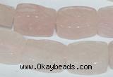 CFG546 15.5 inches 15*20mm carved brick rose quartz beads