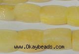 CFG547 15.5 inches 15*20mm carved brick yellow jade beads