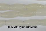 CFG551 15.5 inches 8*20mm carved rice white jade beads