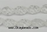 CFG56 15.5 inches 10*16mm carved rice white crystal gemstone beads