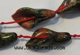 CFG565 15.5 inches 14*28mm carved trumpet flower unakite beads