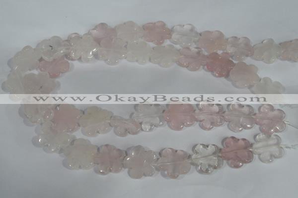 CFG652 15.5 inches 20mm carved flower rose quartz beads