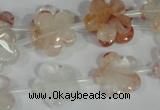 CFG657 15.5 inches 15mm carved flower pink quartz beads