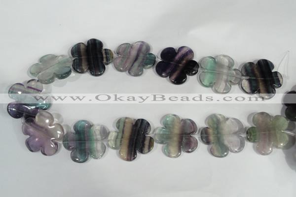 CFG662 15.5 inches 30mm carved flower fluorite gemstone beads