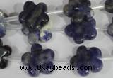 CFG669 15.5 inches 15mm carved flower sodalite gemstone beads