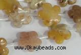 CFG672 15.5 inches 15mm carved flower agate gemstone beads