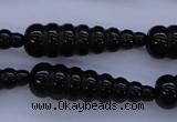 CFG761 15.5 inches 10*35mm carved teardrop black agate beads