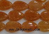 CFG817 12.5 inches 15*20mm carved leaf red aventurine beads wholesale