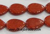 CFG822 12.5 inches 15*20mm carved leaf red jasper beads wholesale