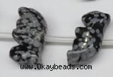 CFG859 Top-drilled 10*20mm carved animal snowflake obsidian beads