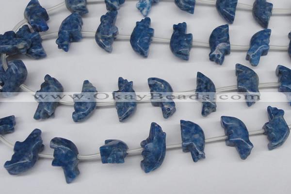 CFG861 Top-drilled 10*20mm carved animal lapis lazuli gemstone beads