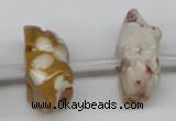 CFG864 Top-drilled 12*18mm carved animal mixed gemstone beads