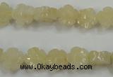 CFG880 15.5 inches 10mm carved flower yellow jade gemstone beads