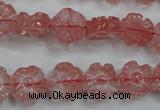 CFG884 15.5 inches 12mm carved flower cherry quartz beads