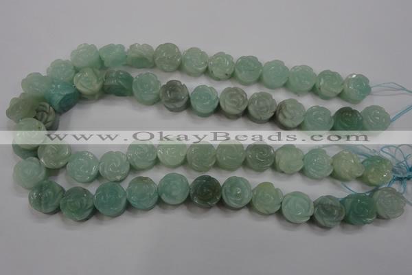 CFG892 15.5 inches 14mm carved flower amazonite gemstone beads