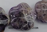 CFG913 15.5 inches 32*33mm carved flower dogtooth amethyst beads