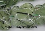 CFG925 15.5 inches 30*33mm carved butterfly green rutilated quartz beads