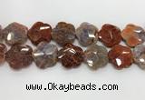 CFG979 15.5 inches 33*33mm carved flower fire agate beads