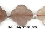 CFG995 15 inches 16mm - 17mm carved flower strawberry quartz beads