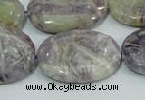 CFJ06 15.5 inches 22*30mm oval natural purple flower stone beads