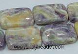 CFJ08 15.5 inches 18*25mm rectangle natural purple flower stone beads