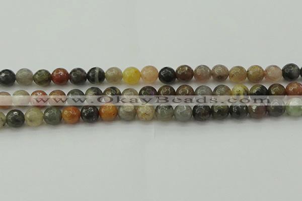 CFJ212 15.5 inches 8mm faceted round fancy jasper beads wholesale