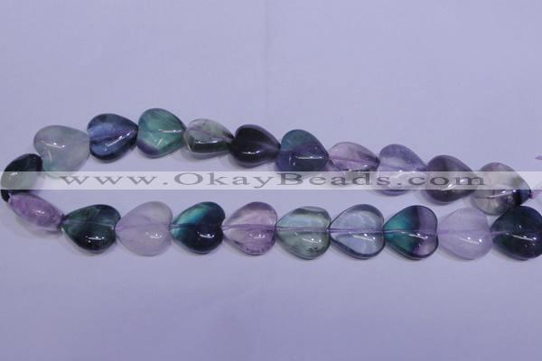 CFL1057 15 inches 20*20mm heart natural fluorite gemstone beads