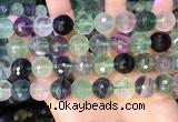 CLF1158 15.5 inches 12mm faceetd round fluorite gemstone beads