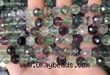 CLF1162 15.5 inches 8mm faceetd round fluorite gemstone beads