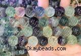 CLF1170 15.5 inches 14mm carved round fluorite gemstone beads