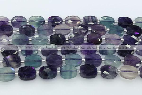 CFL1235 15.5 inches 8*10mm faceted rectangle fluorite beads