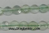 CFL132 15.5 inches 10mm faceted coin green fluorite beads