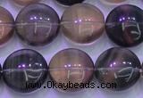 CFL1334 15.5 inches 15mm flat round purple fluorite gemstone beads