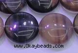 CFL1337 15.5 inches 20mm flat round purple fluorite gemstone beads