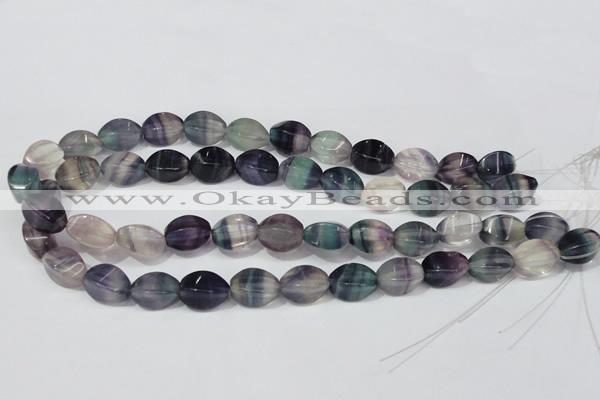 CFL160 15.5 inches 10*15mm twisted rice natural fluorite beads wholesale