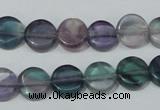 CFL163 15.5 inches 12mm coin natural fluorite beads wholesale