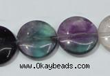 CFL167 15.5 inches 20mm flat round natural fluorite beads wholesale