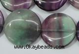 CFL168 15.5 inches 25mm flat round natural fluorite beads wholesale