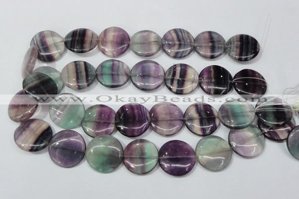 CFL168 15.5 inches 25mm flat round natural fluorite beads wholesale