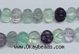 CFL300 15.5 inches 8*10mm carved rondelle natural fluorite beads