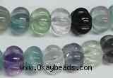 CFL301 15.5 inches 10*14mm carved rondelle natural fluorite beads