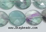 CFL320 15.5 inches 20mm faceted coin natural fluorite beads