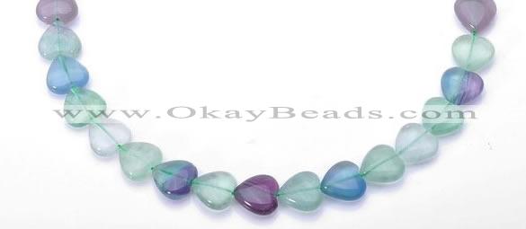 CFL40 12*12mm B grade heart natural fluorite gemstone beads