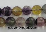 CFL405 15.5 inches 12mm faceted round rainbow fluorite beads